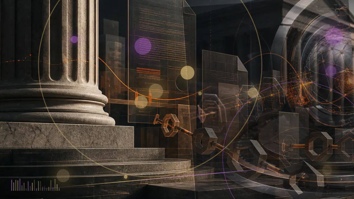 Conceptual illustration of a fractured cross-chain bridge, halted validator nodes and an emergency protocol fork around a BNB token