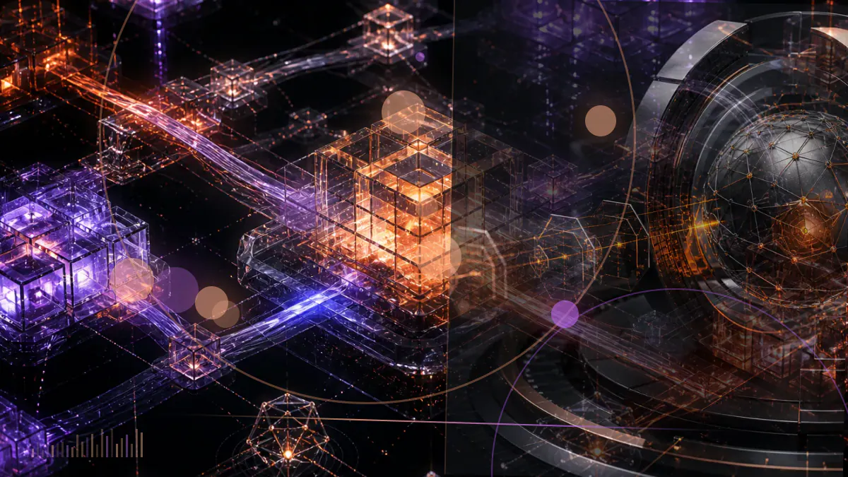 Conceptual illustration of six cryptocurrency exchanges feeding market data into an institutional bitcoin price benchmark