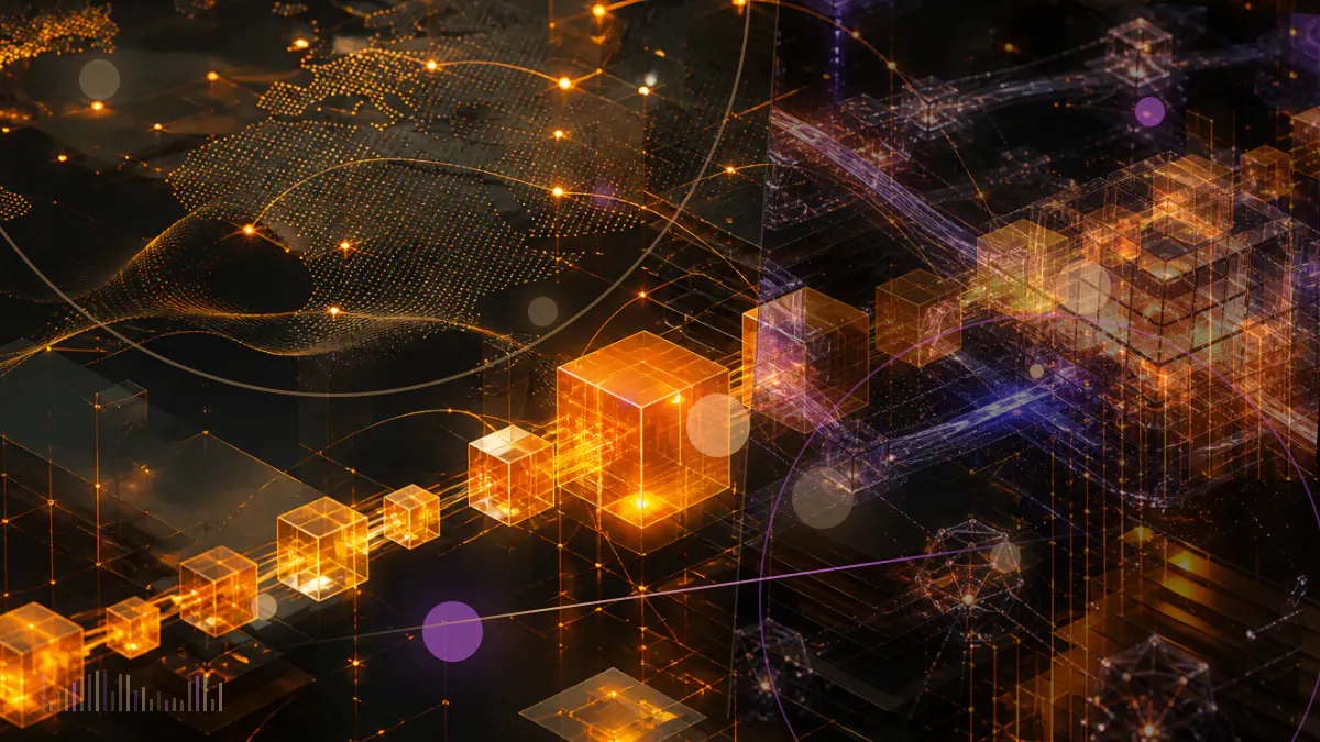 Conceptual illustration of a Bitcoin symbol behind a transparent protective barrier with an exchange-traded market grid