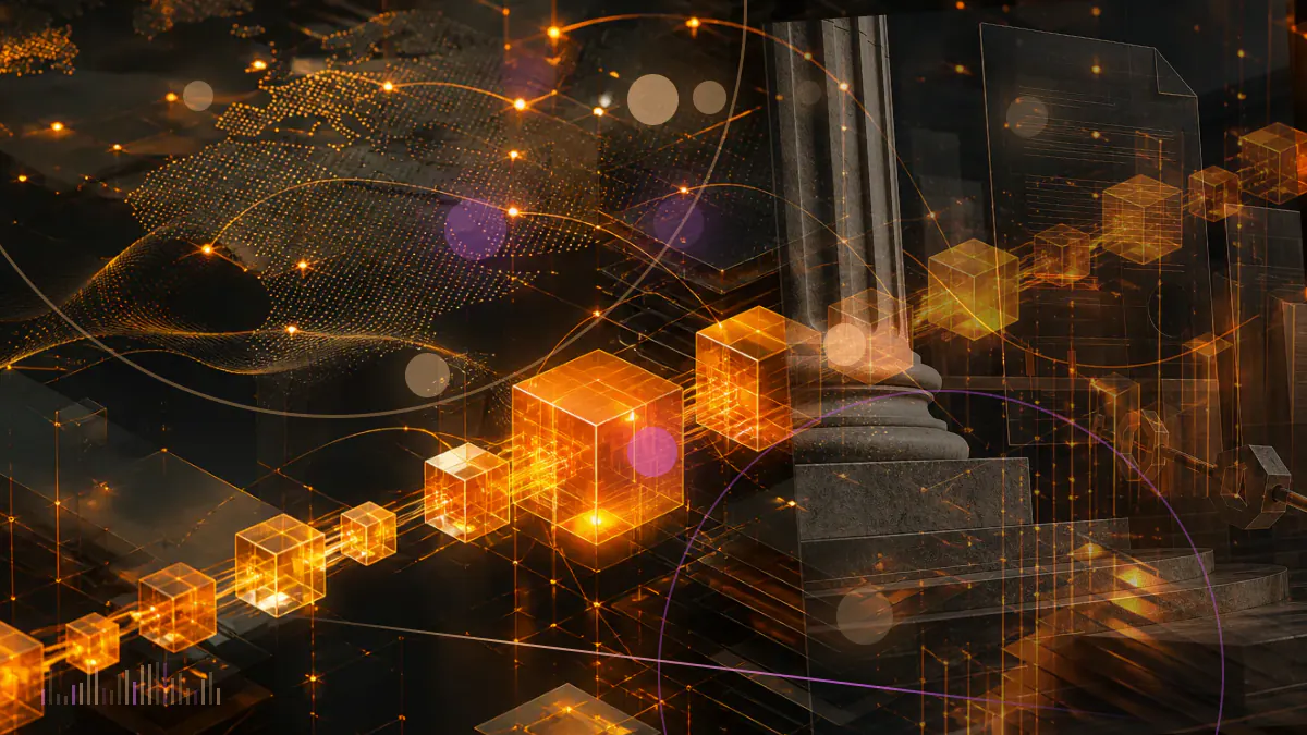 Conceptual illustration of Cardano’s ADA rising into a top-ten digital-asset ranking beside a transitioning blockchain network
