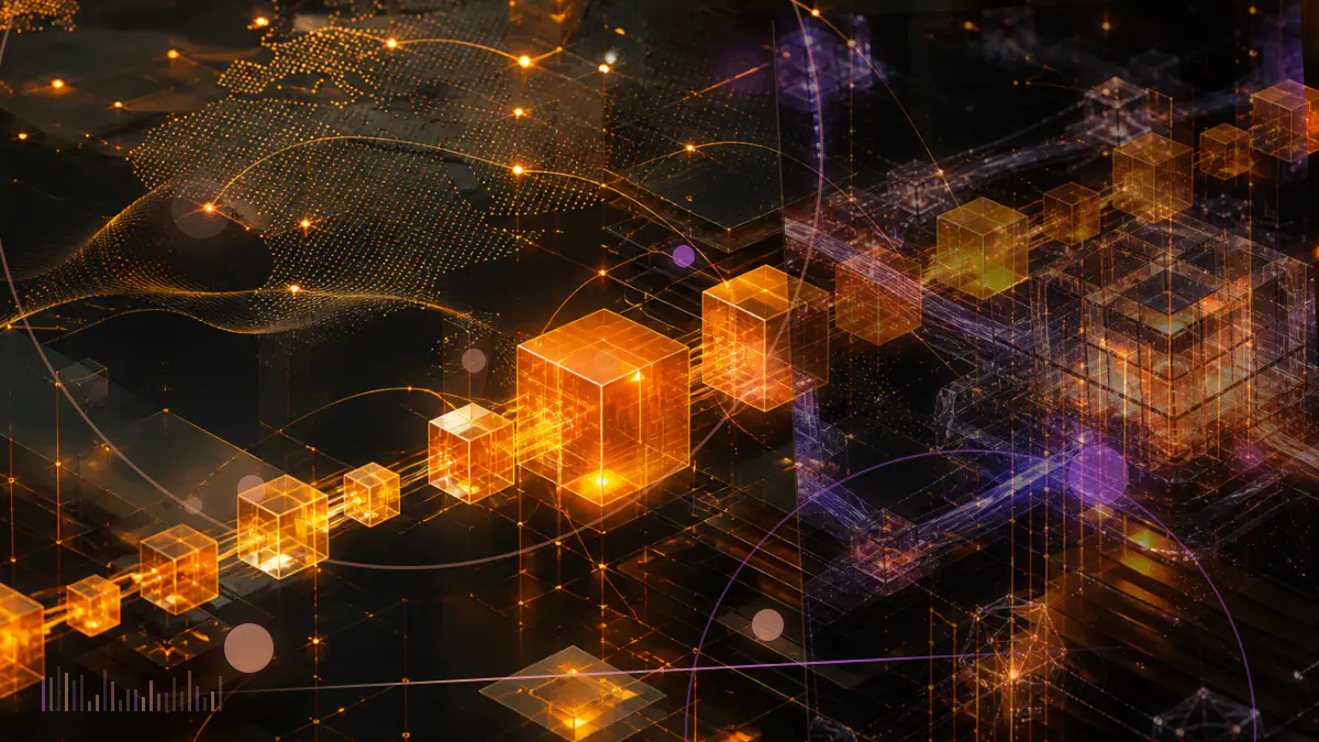 Conceptual illustration of a satellite dish and mobile network connected to Cardano blockchain nodes