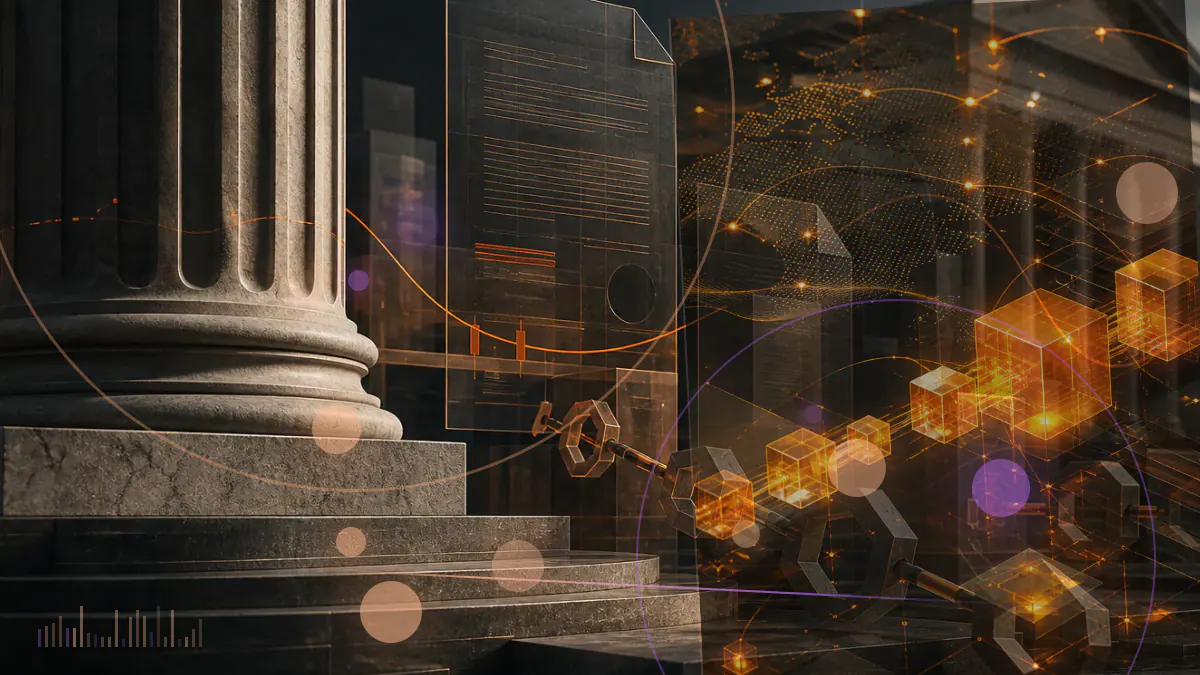 Conceptual illustration of Cardano nodes, exchanges and decentralized applications converging on a scheduled Vasil protocol upgrade