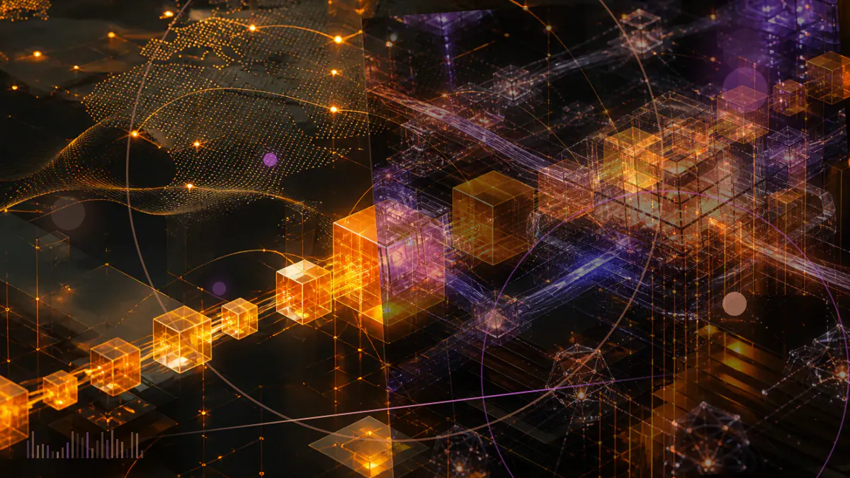 Conceptual illustration of Cardano transitioning from federated validator nodes to a network of delegated stake pools