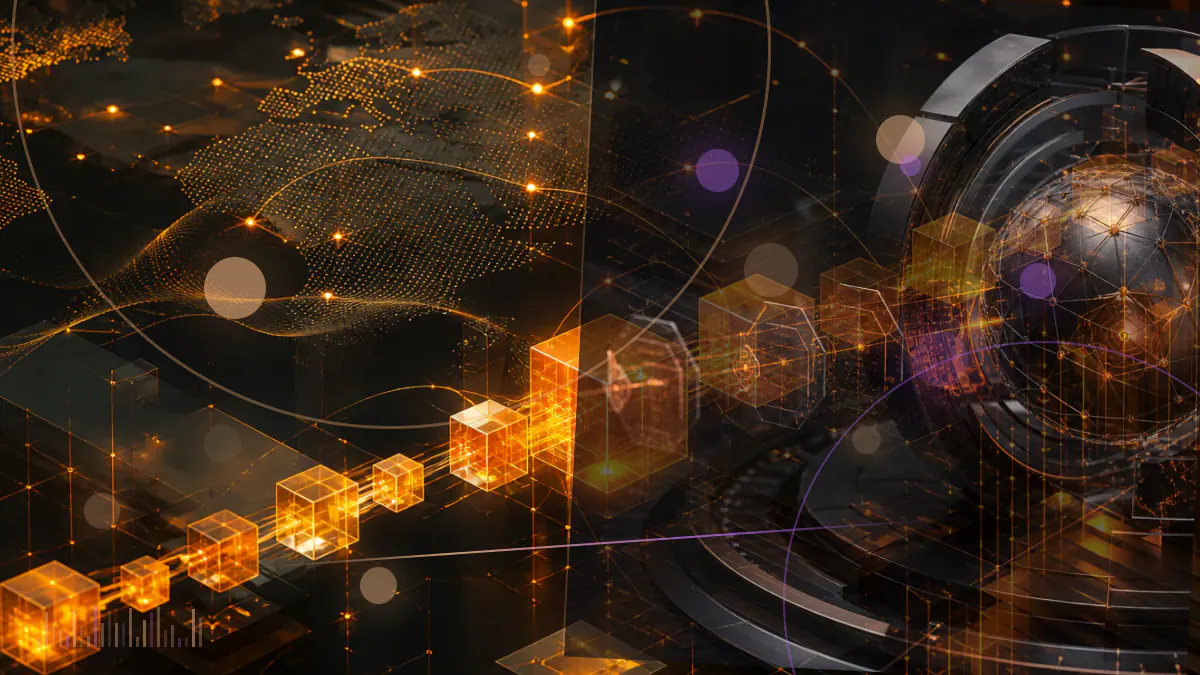 Conceptual illustration of four regulated exchange filings converging on an XRP digital-asset trust structure