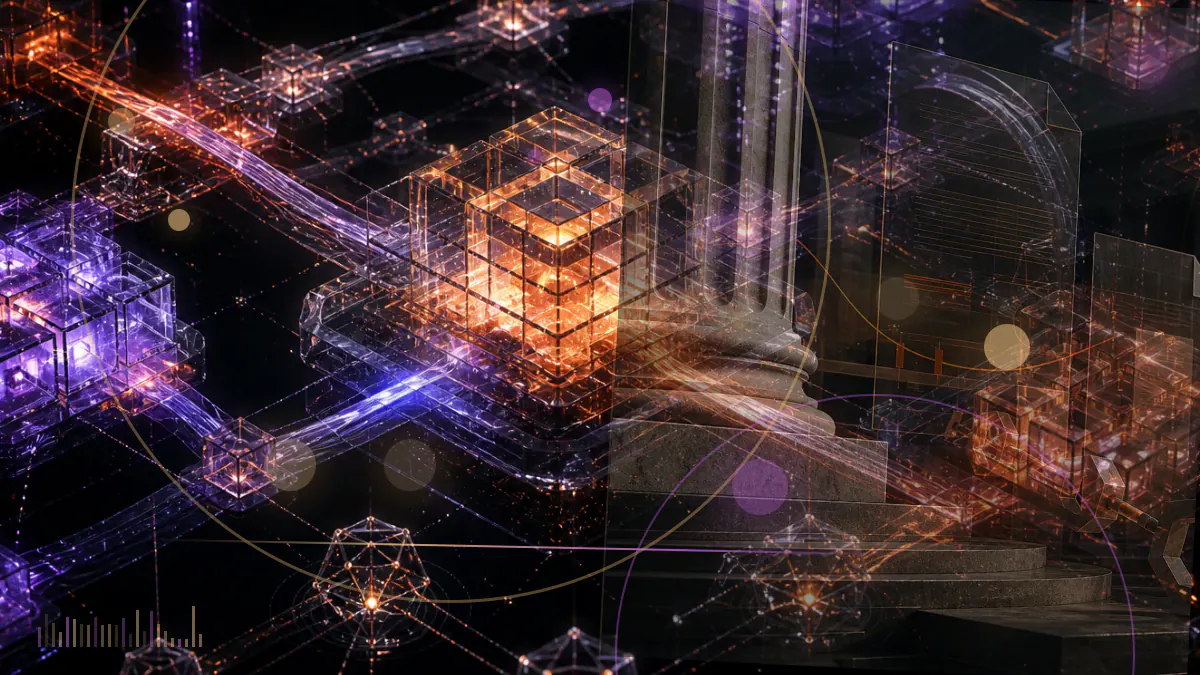 Conceptual illustration of a security-focused blockchain mainnet connecting validators, certification signals and a protected asset pool