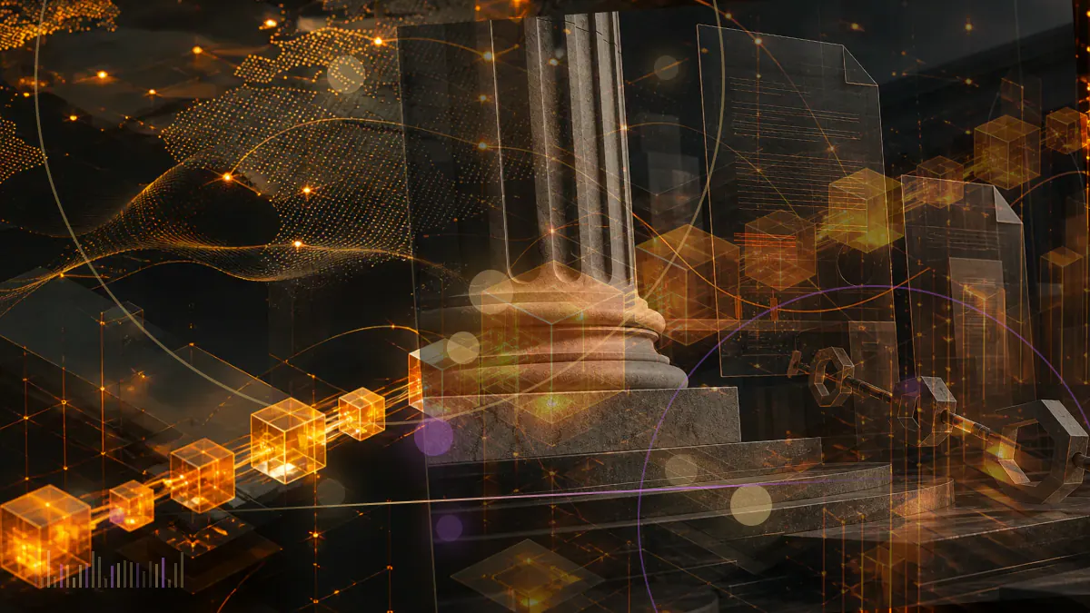 Conceptual illustration of a federal regulatory filing confronting an offshore platform offering leveraged bitcoin, ether and litecoin contracts
