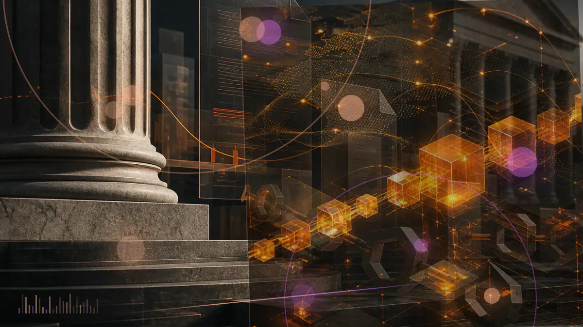 Conceptual illustration of digital assets and cryptocurrency derivatives entering a United States regulatory framework