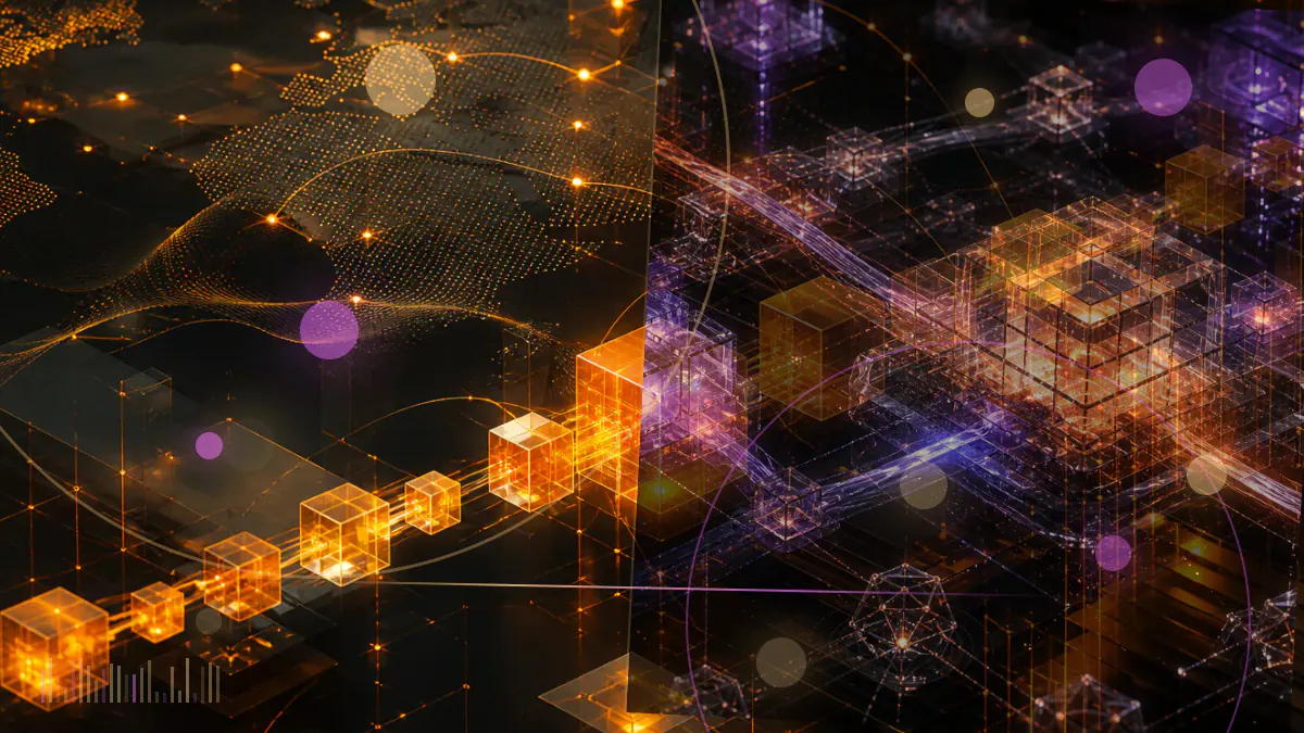 Conceptual illustration of a federal enforcement ledger connecting cryptocurrency tokens, trading platforms and a decentralized protocol