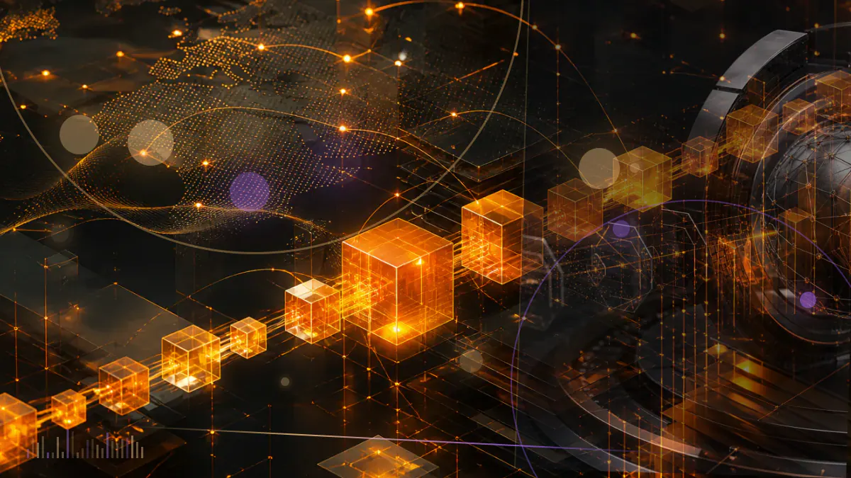 Conceptual illustration of traced cryptocurrency transfers converging on an impersonation-scam network