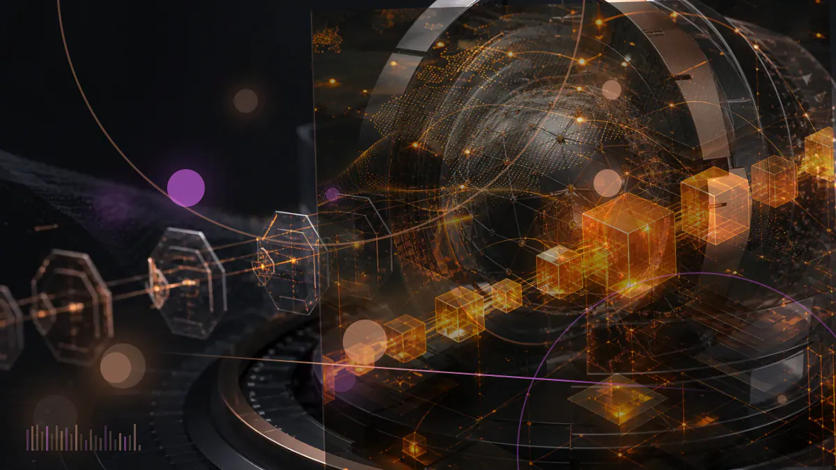 Conceptual illustration of bitcoin symbols and regulated futures contracts arranged around a rising open-interest chart
