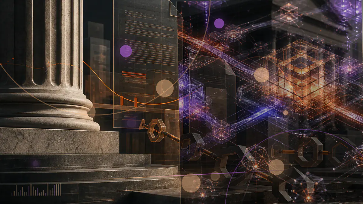 Conceptual illustration of cryptocurrency market data interrupted by an overheated institutional exchange server