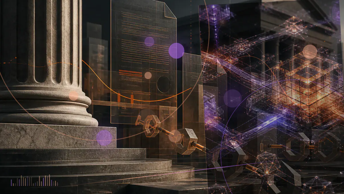 Conceptual illustration of an Ether futures contract entering a regulated derivatives exchange and settling against a multi-exchange dollar reference rate