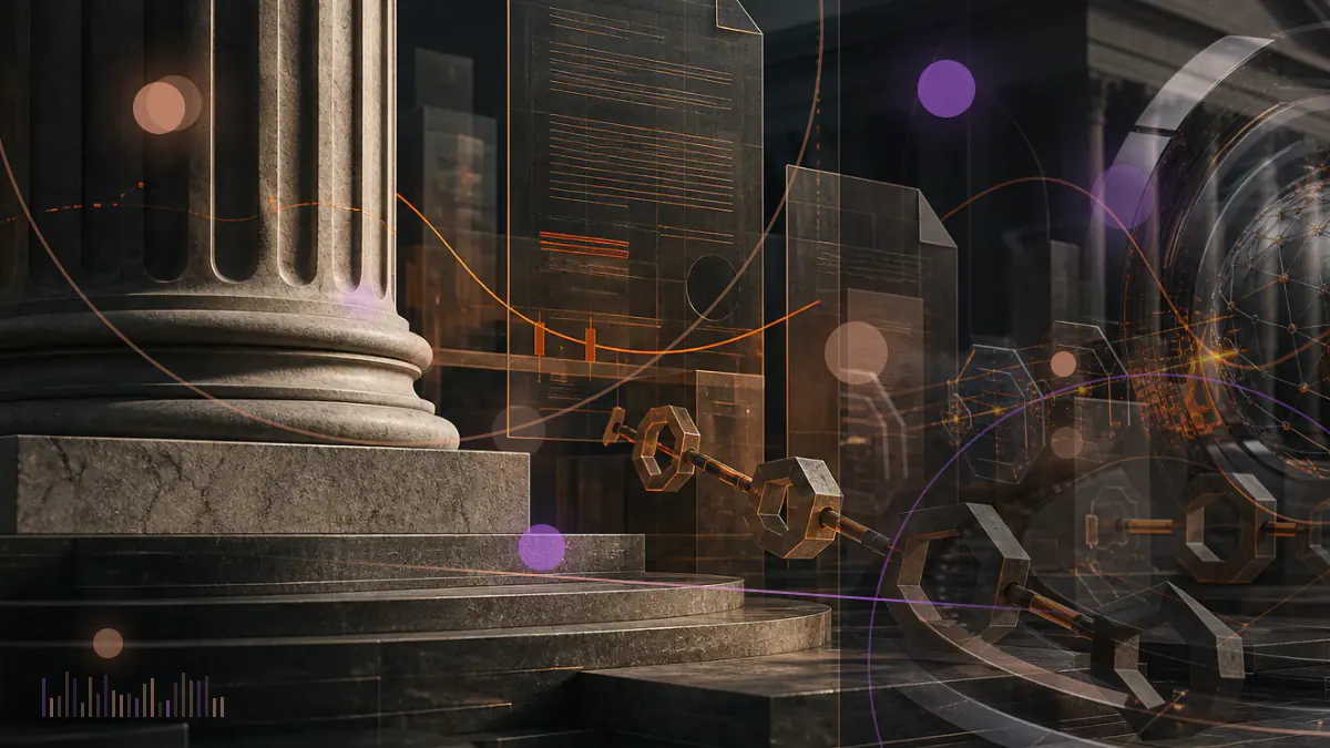 Conceptual illustration of digital exchange order books intersecting with a regulatory ledger and market-data streams