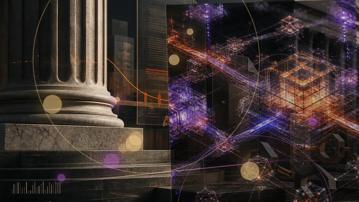 Conceptual illustration of a biometric passkey opening a programmable cryptocurrency wallet connected to eight blockchain networks