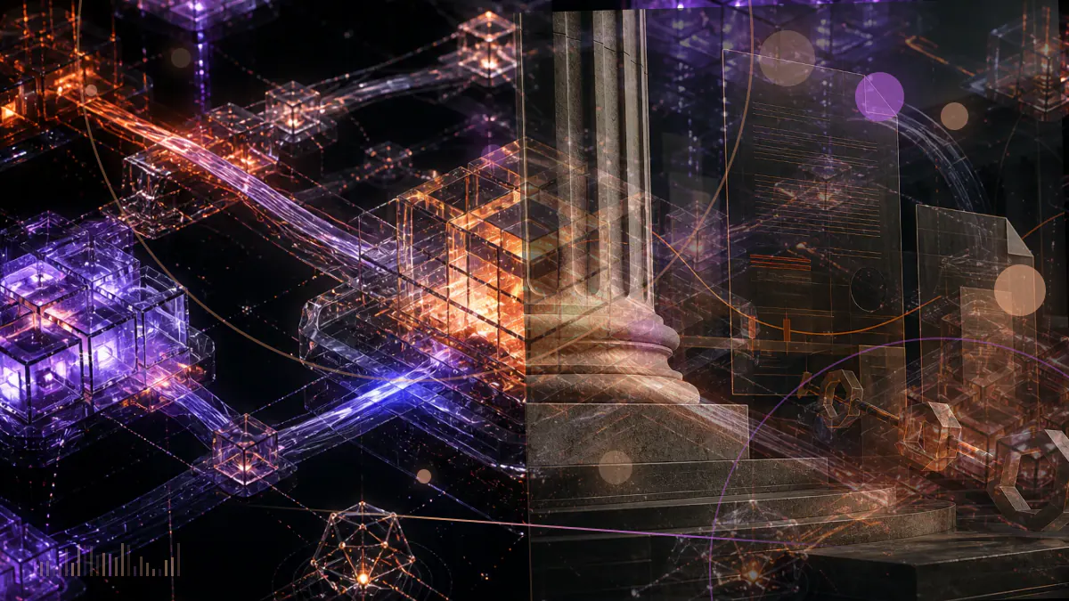 Conceptual illustration of EOS, REP and MKR entering separate order books through a controlled cryptocurrency-exchange gateway