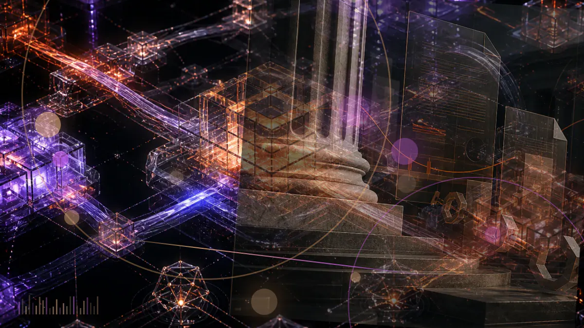 Conceptual illustration of an onchain fundraising network connecting token issuers with Coinbase infrastructure