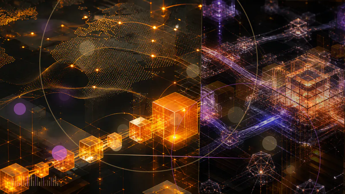 Conceptual illustration of a cryptocurrency exchange terminal under examination by a regulatory document and magnifying glass