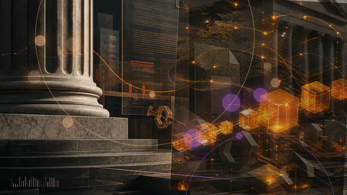 Conceptual illustration of institutional capital entering a cryptocurrency exchange infrastructure network marked with an eight-billion-dollar valuation