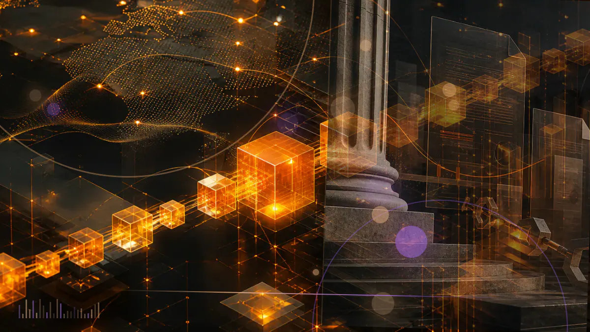 Conceptual illustration of an XRP token separated from a cryptocurrency exchange order book by a regulatory barrier