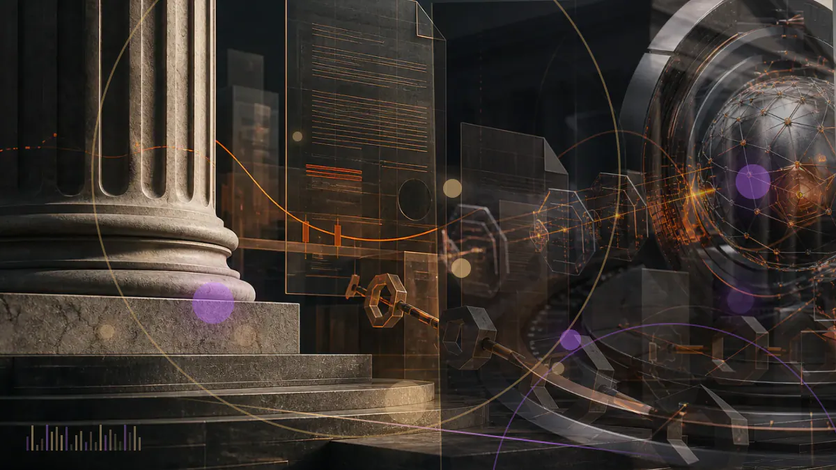 Conceptual illustration of a bitcoin-mining data center being divided between mining machines and illuminated AI computing racks