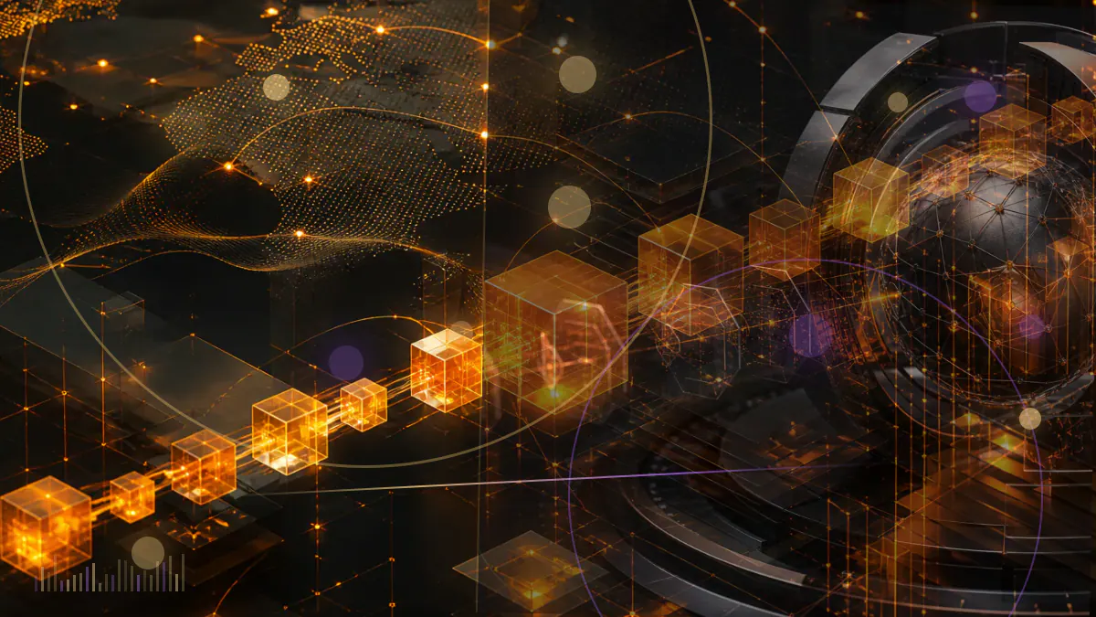 Conceptual illustration of bitcoin-mining data centers connecting to an artificial-intelligence cloud under an all-stock merger agreement