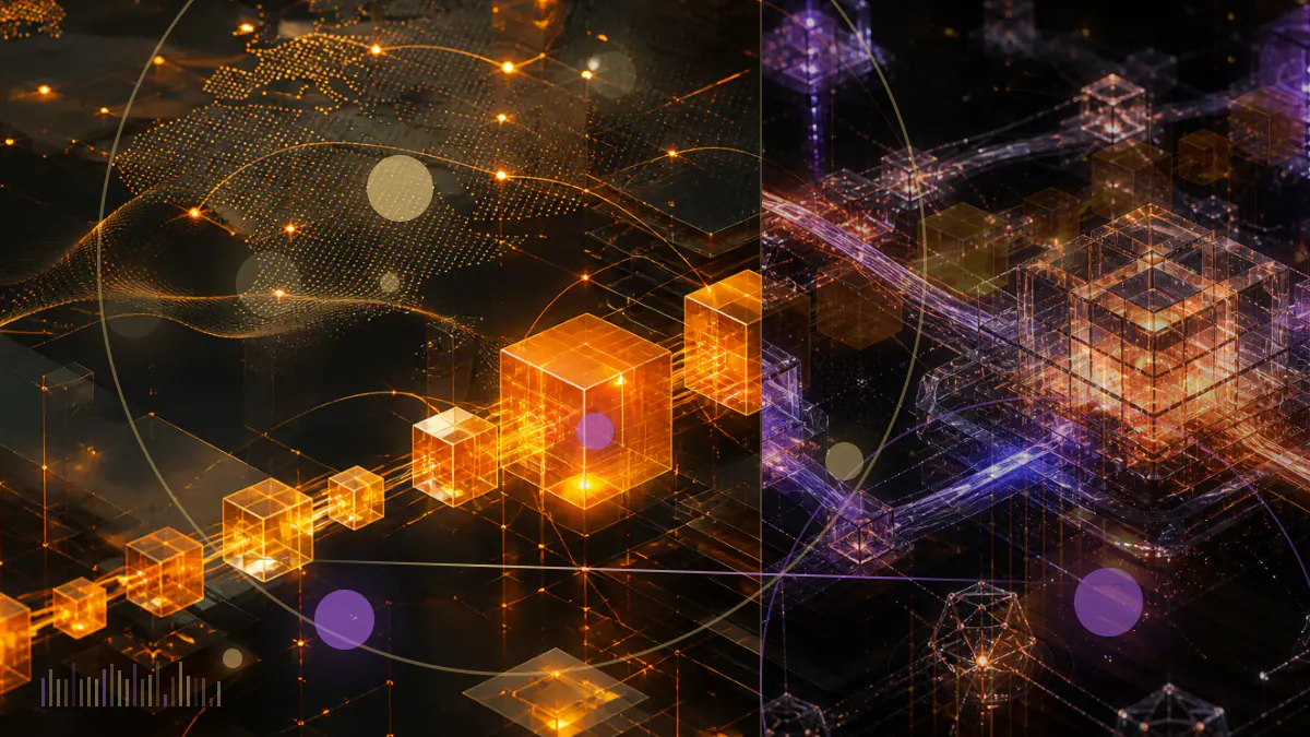 Conceptual illustration of a federal court order beside a Bitcoin ledger and cryptographic keys