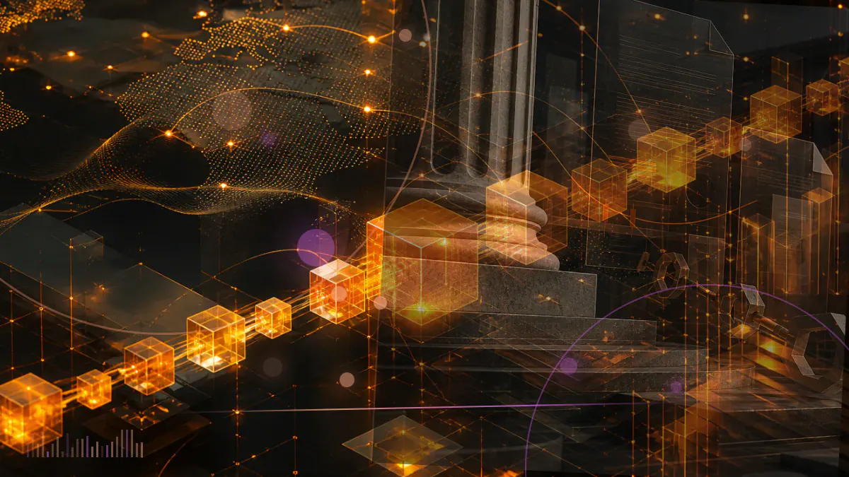 Conceptual illustration of a fractured banking bridge separating cryptocurrency exchanges from U.S. dollar payment rails