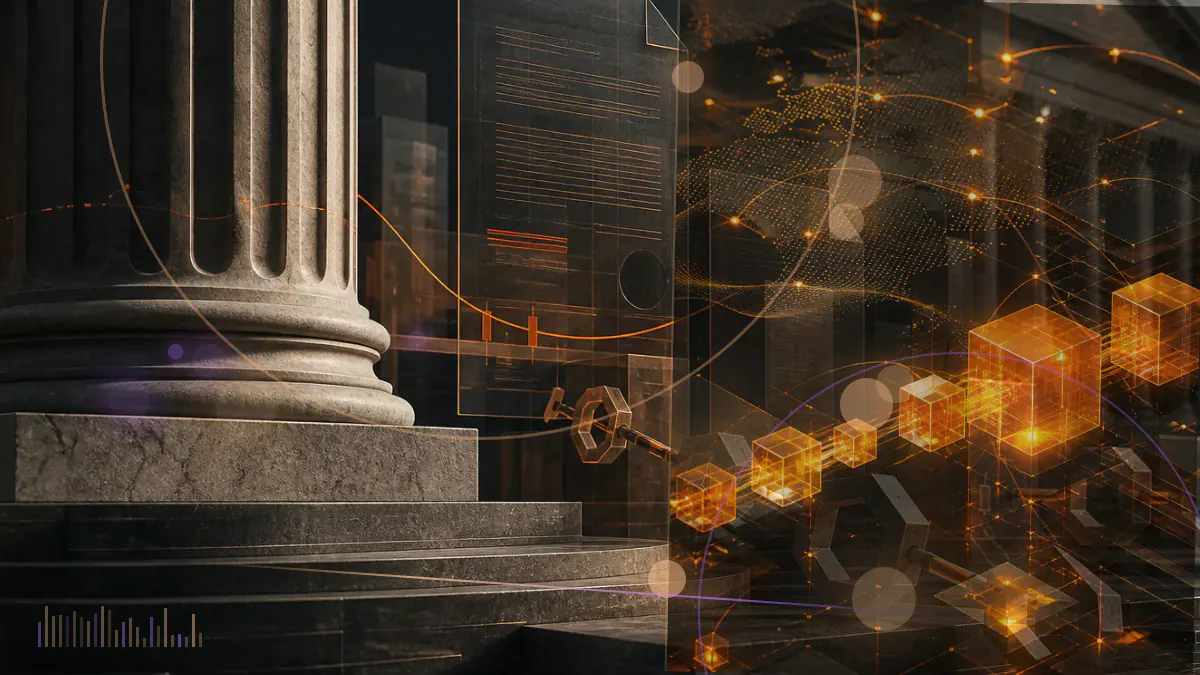 Conceptual illustration of institutional fund flows moving around a Bitcoin symbol after the network’s fourth halving