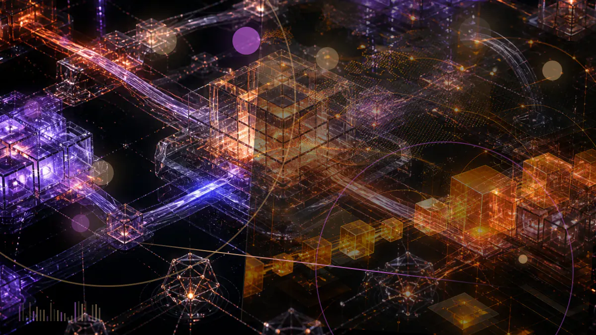 Conceptual illustration of bitcoin and ether market lines falling as geopolitical shock waves cross a dark world map