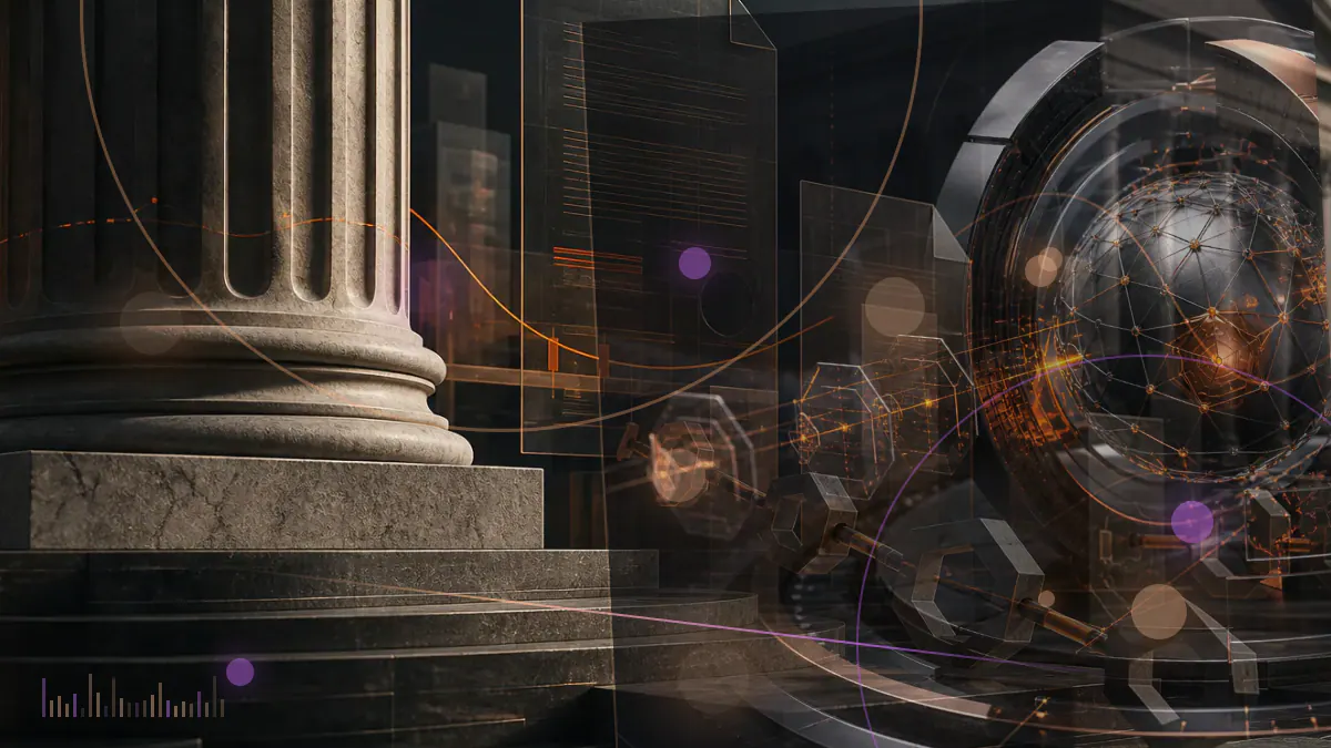 Conceptual illustration of a digital-asset ledger passing through a Cuban central-bank regulatory gateway