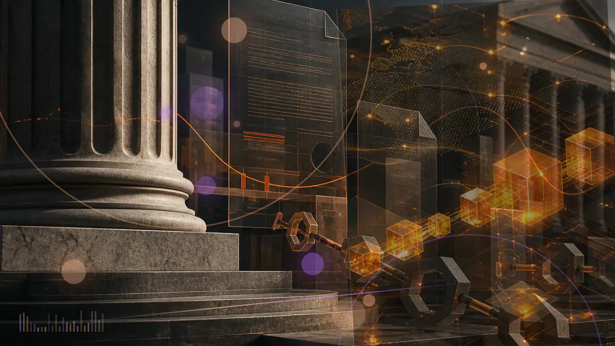 Conceptual illustration of fractured reentrancy locks exposing interconnected Curve liquidity pools and Ethereum assets