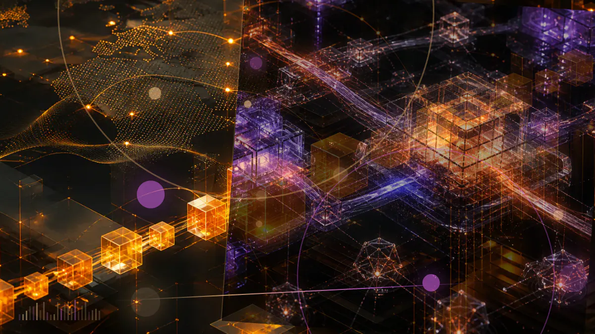 Conceptual illustration of a federal appellate bench examining parallel spot-bitcoin and bitcoin-futures investment products linked to a regulatory ledger