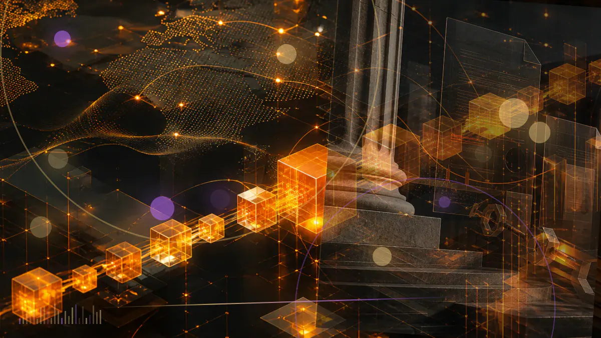 Conceptual illustration of a regulated bank vault connected to tokenized assets through institutional digital-custody infrastructure