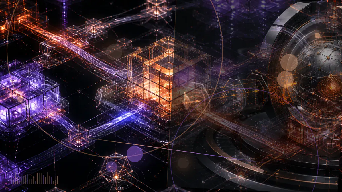 Conceptual illustration of bitcoin moving between clustered wallet addresses, a federal court filing and an institutional custody vault