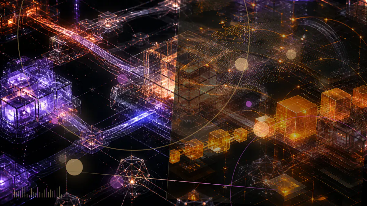 Conceptual illustration of a federal memorandum dissolving a cryptocurrency enforcement network while blockchain nodes remain under legal scrutiny