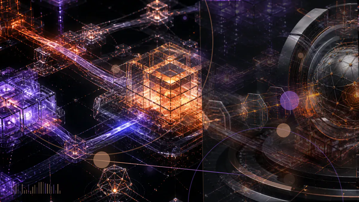Conceptual illustration of a federal court filing beside Bitcoin-mining circuitry and balanced scales of justice