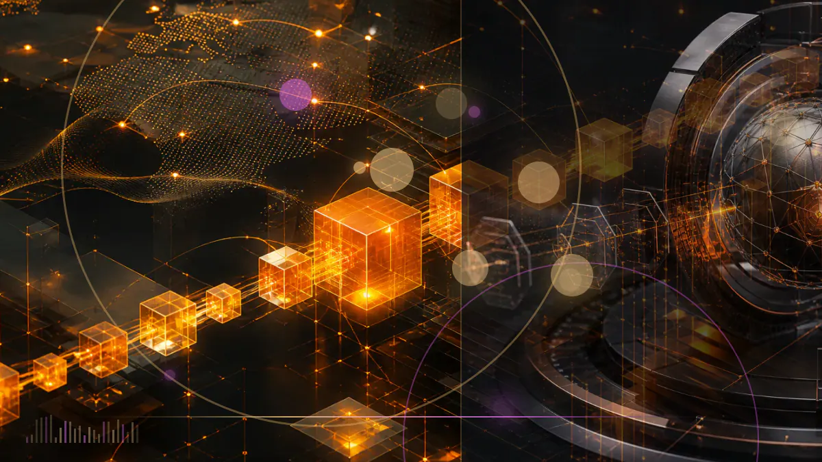 Conceptual illustration of four stablecoin mechanisms arranged around a euro-area central-bank ledger, with tokens linked to cash, off-chain collateral, on-chain collateral and an algorithm