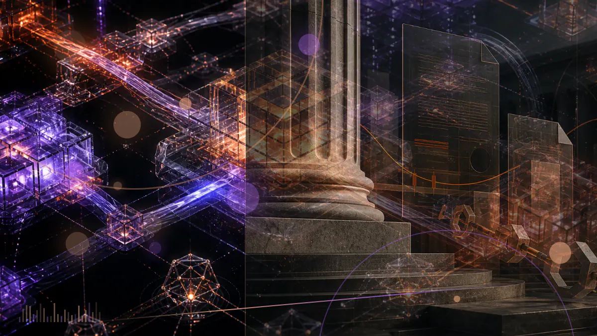 Conceptual illustration of four digital assets entering an institutional trading network separated from cryptocurrency custody infrastructure