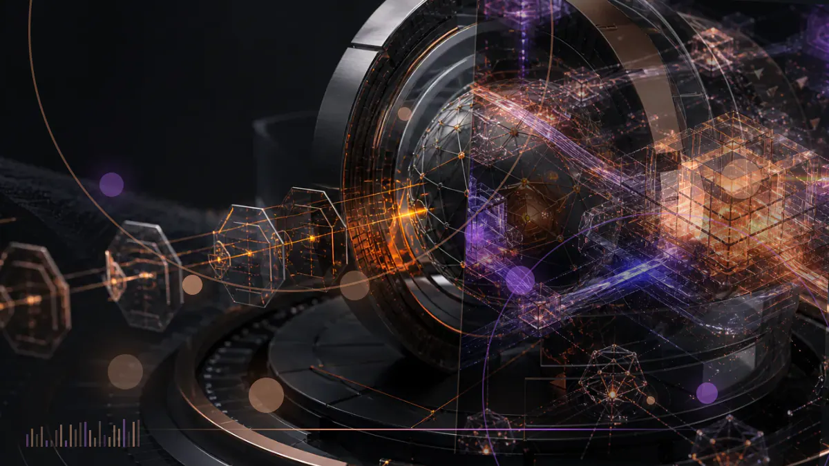 Conceptual illustration of seven locked EOS accounts beneath a ring of elected blockchain validators