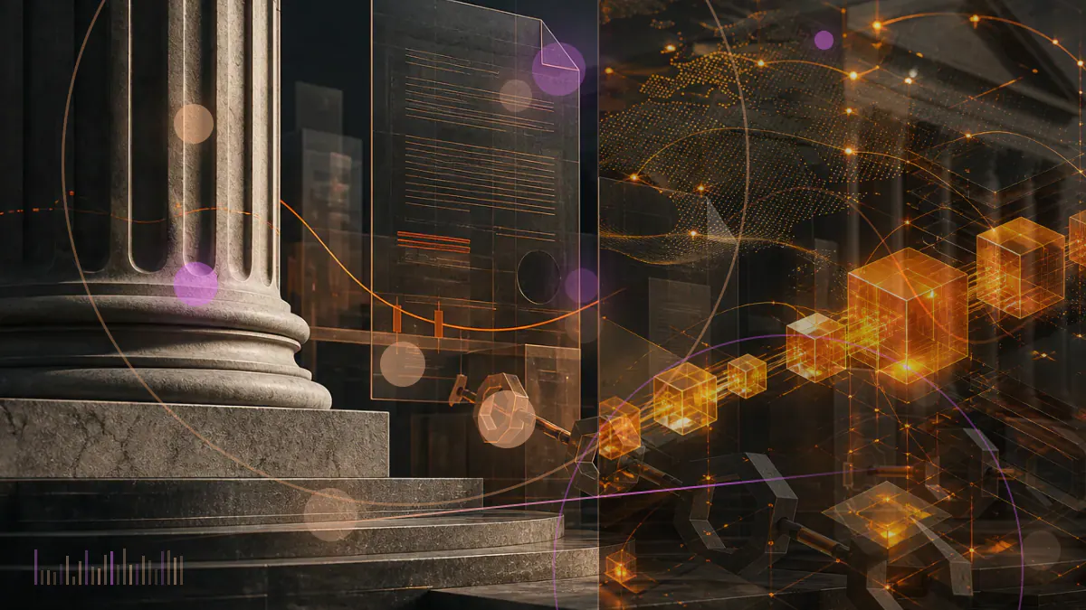 Conceptual illustration contrasting decentralized cryptocurrency symbols with a centrally controlled digital Turkish lira network