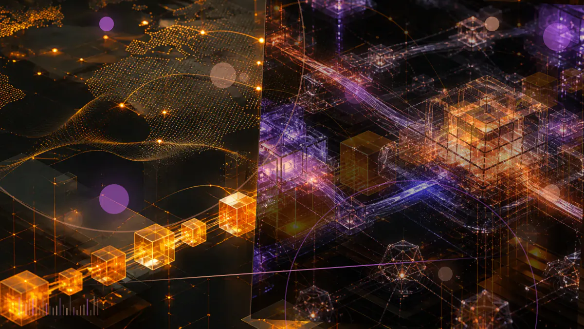 Conceptual illustration of a New York City mayoral paycheck being converted into bitcoin and ether through a digital exchange