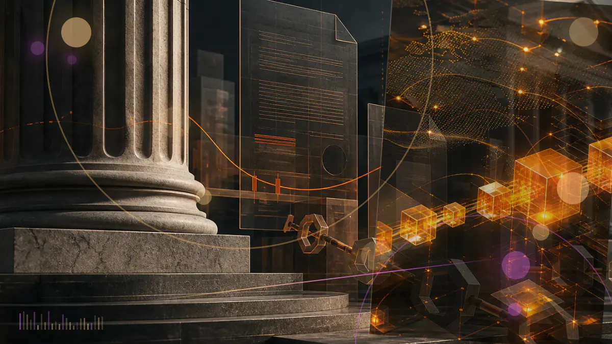 Conceptual illustration of ether flowing into exchange-traded fund structures while bitcoin flows move outward