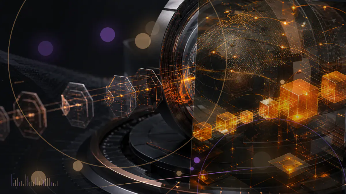 Conceptual illustration of Ether, exchange price bars and an institutional futures ledger