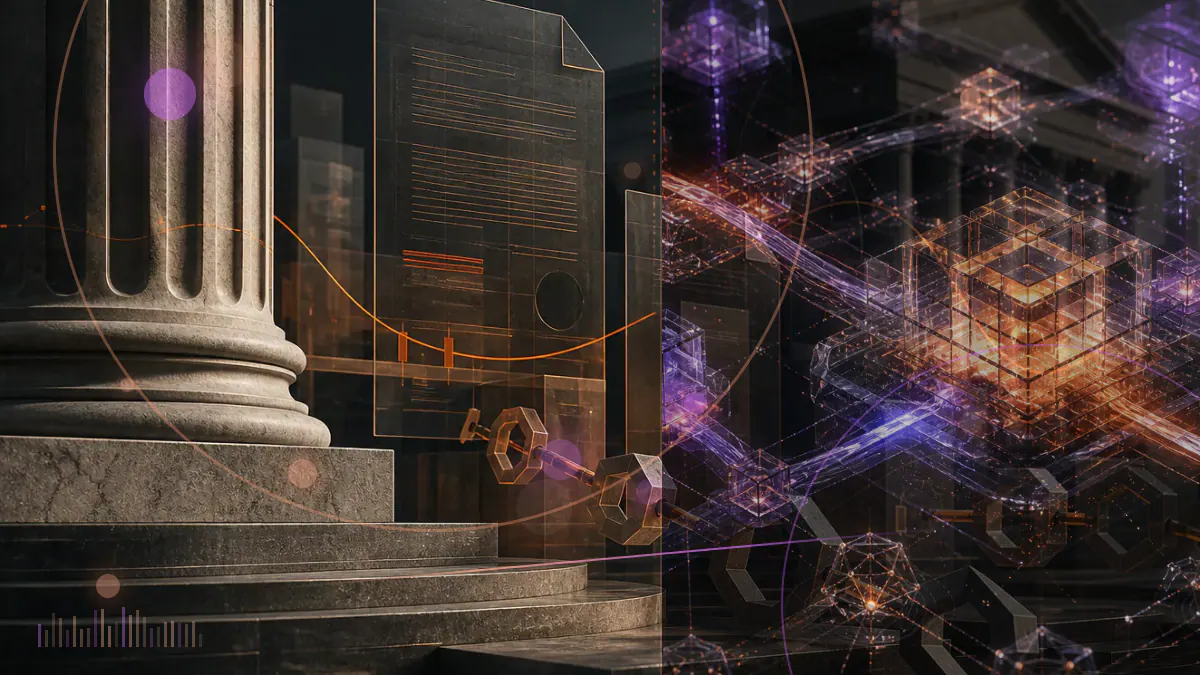 Conceptual illustration of ether and bitcoin market lines rising across a digital exchange order book