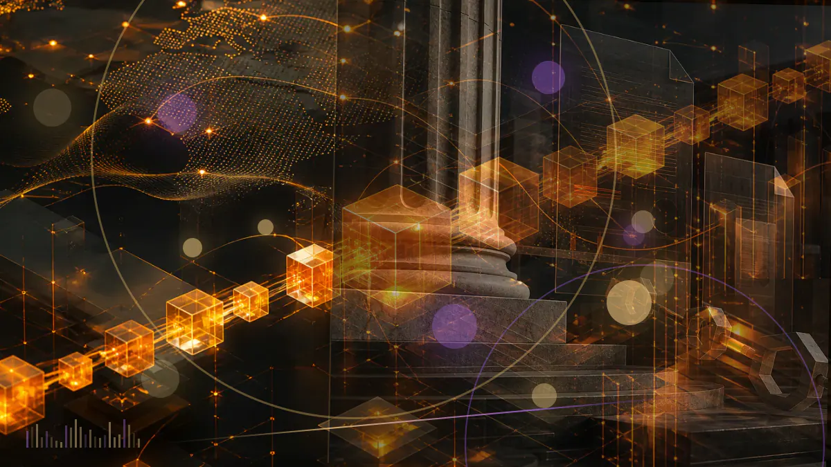 Conceptual illustration of ether rising above a $3,000 market threshold while bitcoin holds near $52,000 beside Ethereum protocol-upgrade markers