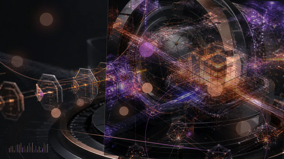 Conceptual illustration of Bitcoin, Ether and XRP market lines diverging across a dark cryptocurrency trading grid