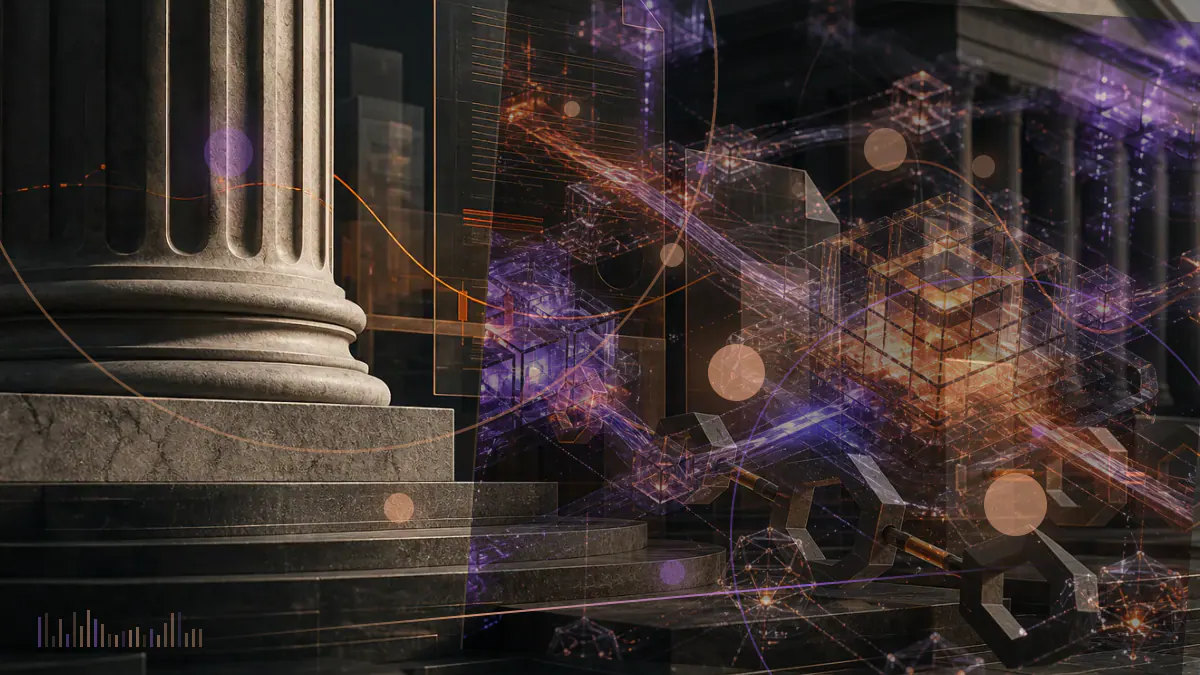Conceptual Ethereum test networks converging toward a scheduled mainnet upgrade with sampled data cells and validator nodes