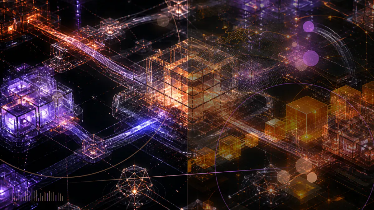 Conceptual illustration of Ethereum execution and consensus networks joining across a luminous testnet bridge