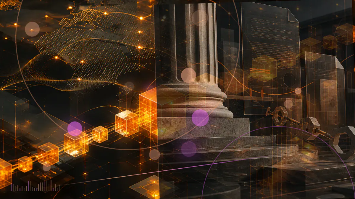 Conceptual illustration of a social cryptocurrency trading network and six-asset wallet expanding across the United States