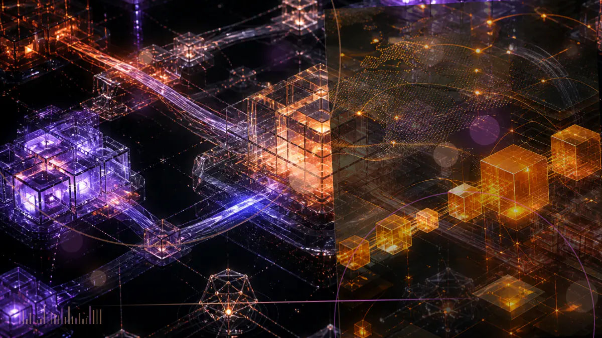Conceptual illustration of Bitcoin, Ethereum and Solana assets connected to a traditional brokerage interface through a separate digital-custody account
